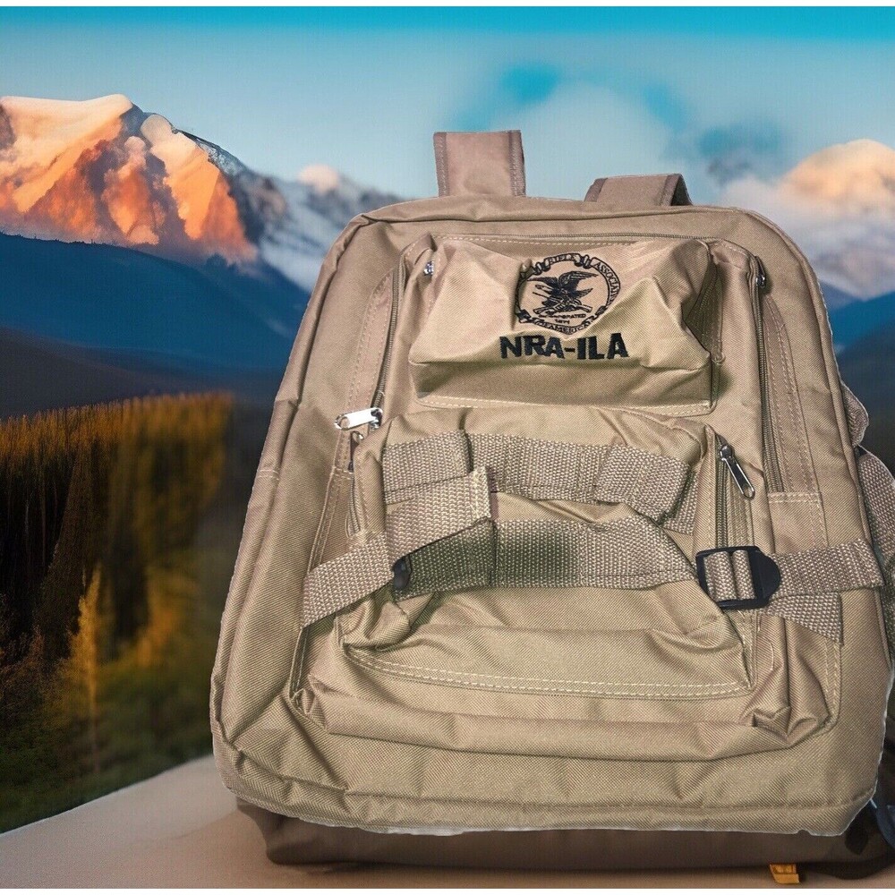 NRA-ILA Logo Tactical Canvas Backpack Military Tan/Kahki N New